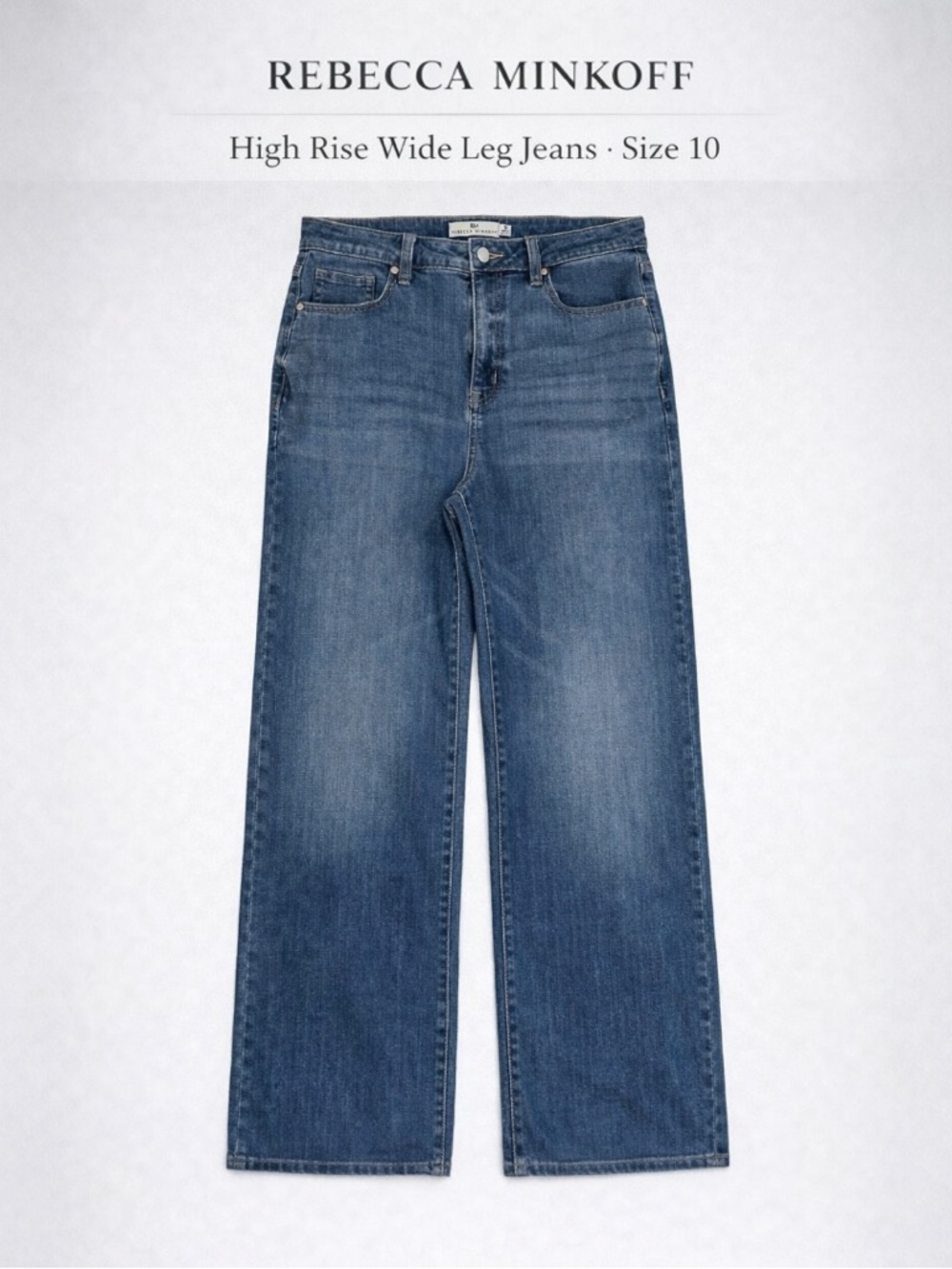 Rebecca Minkoff High Rise Wide Leg Jeans Size 10 Cropped Denim Blue Stretch